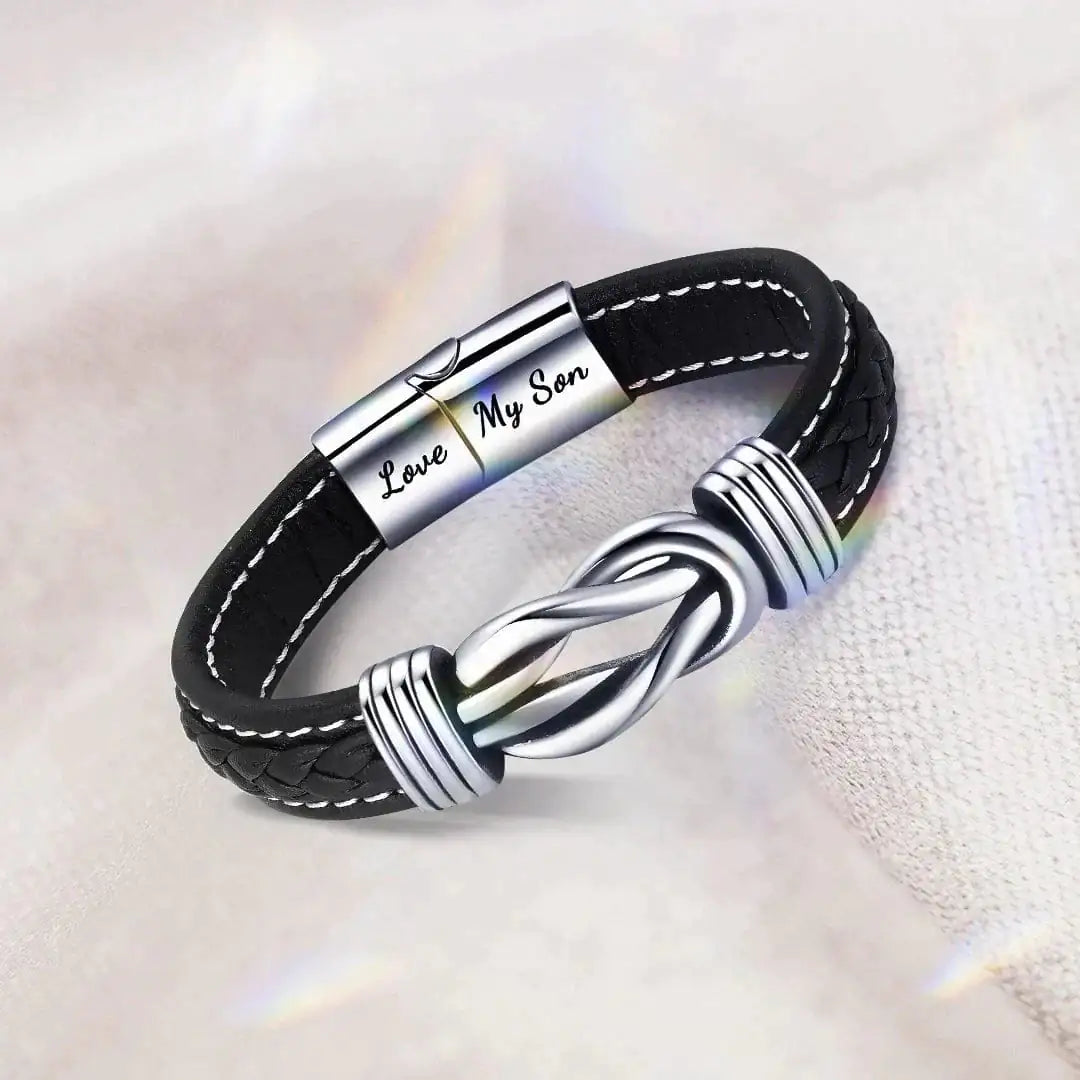 Braided Leather Bracelet Mother and Son Forever Connected