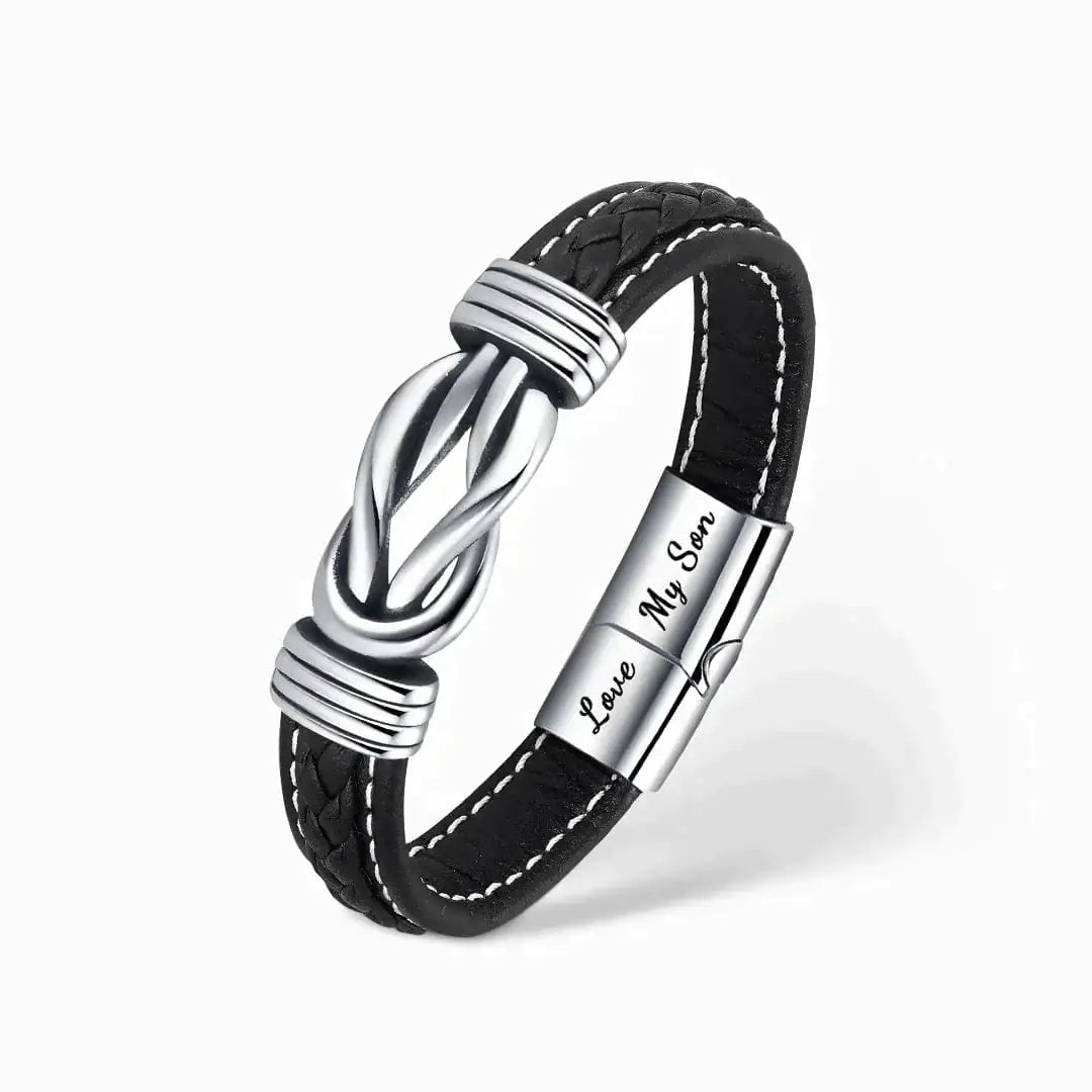 Braided Leather Bracelet Mother and Son Forever Connected