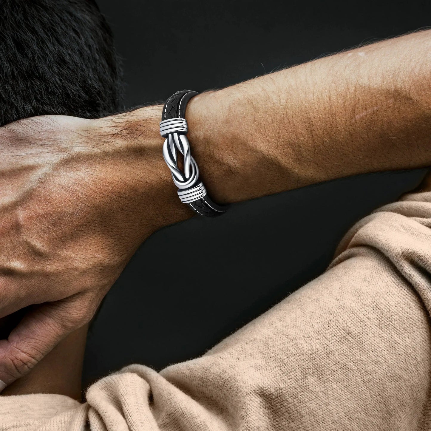 Braided Leather Bracelet Mother and Son Forever Connected